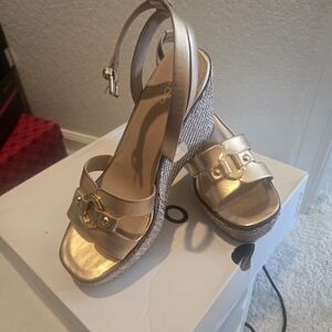 Aldo Metallic Gold Wedge Sandals